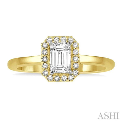 Emerald Shape Halo Diamond Engagement Ring