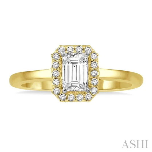 Emerald Shape Halo Diamond Engagement Ring