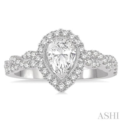 Pear Shape Halo Diamond Engagement Ring
