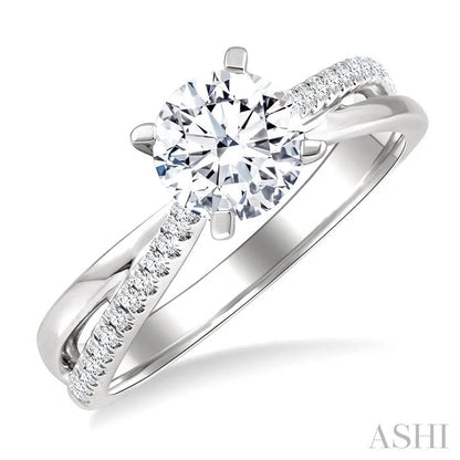 Round Shape Semi-Mount Diamond Engagement Ring