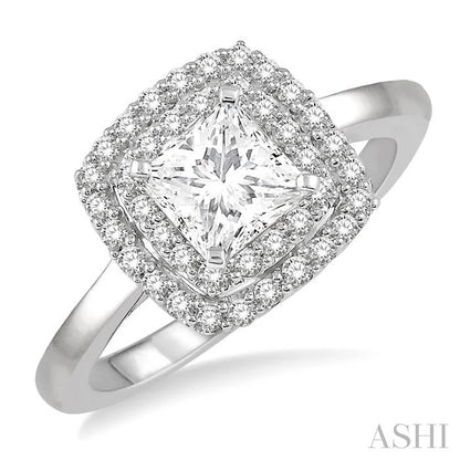 Princess Shape Halo Diamond Engagement Ring