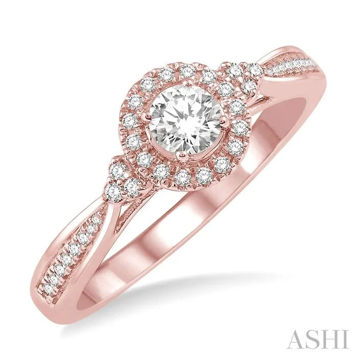 Round Shape Halo Diamond Engagement Ring