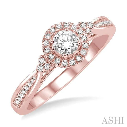 Round Shape Halo Diamond Engagement Ring