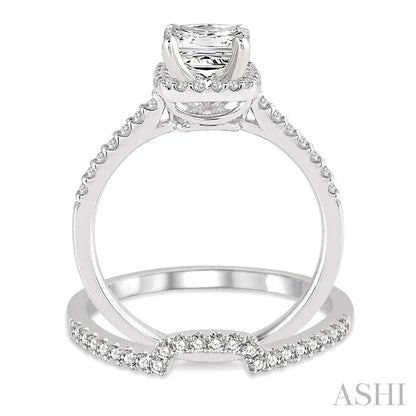 Princess Shape Halo Diamond Wedding Set