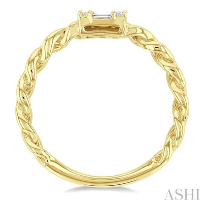 Princess Shape Curb & Cuban Fusion Diamond Fashion Ring