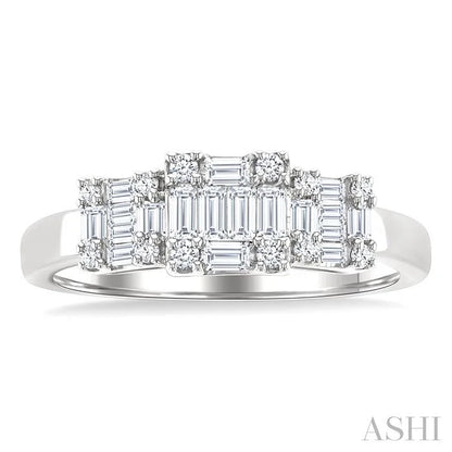 Princess Shape Past Present & Future Fusion Diamond Engagement Ring
