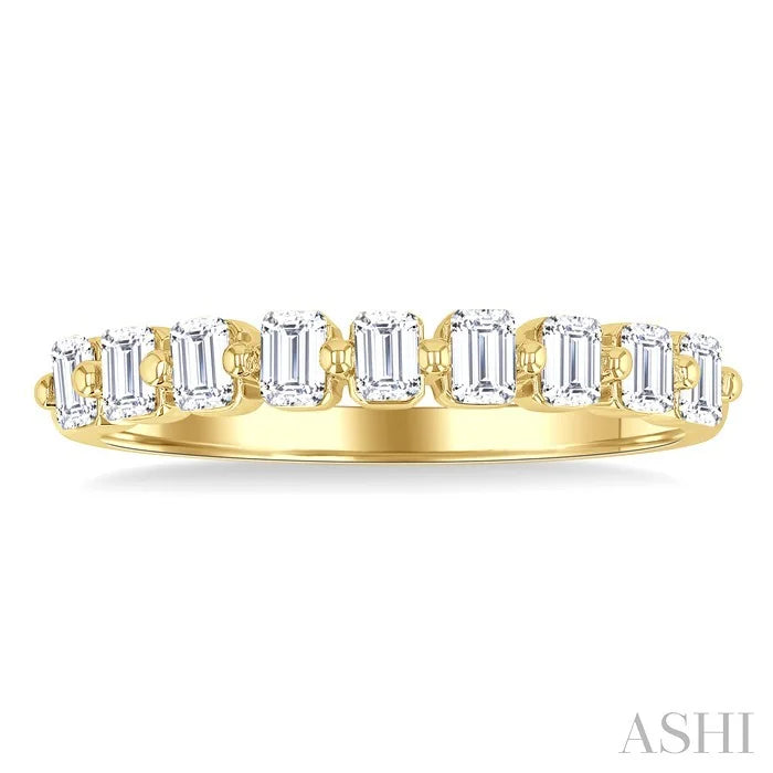 Emerald Shape Half Eternity Diamond Band