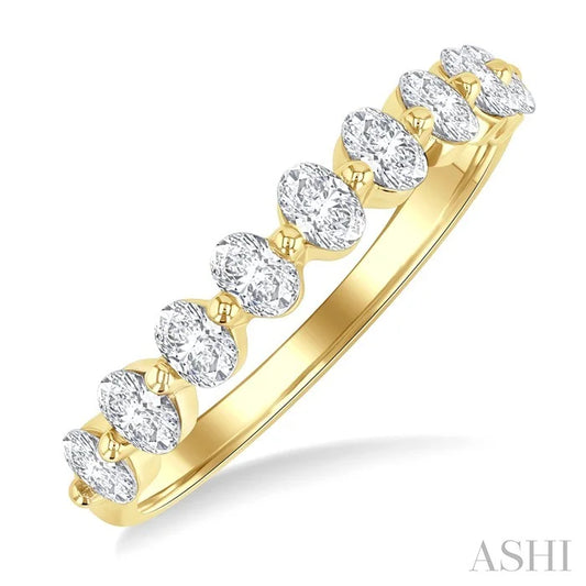 Oval Shape Half Eternity Diamond Band