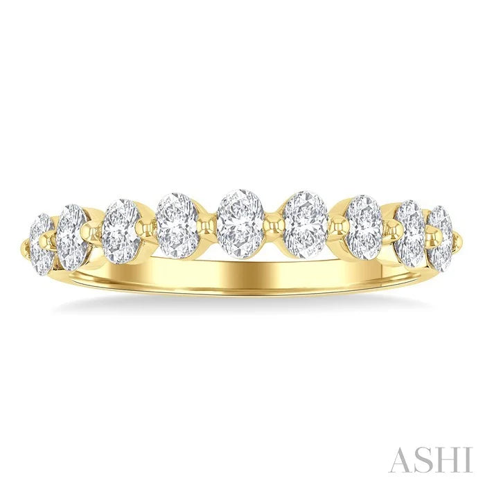 Oval Shape Half Eternity Diamond Band