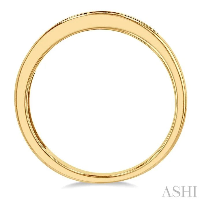 Channel Set Alternate Gemstone & Diamond Wedding Band