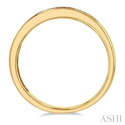 Channel Set Alternate Gemstone & Diamond Wedding Band