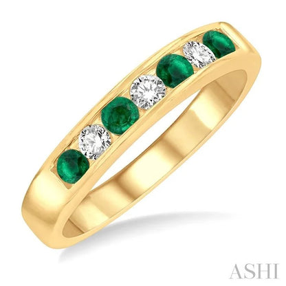 Channel Set Alternate Gemstone & Diamond Wedding Band