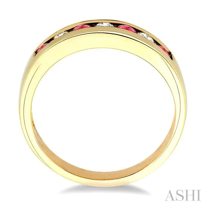 Channel Set Alternate Gemstone & Diamond Wedding Band
