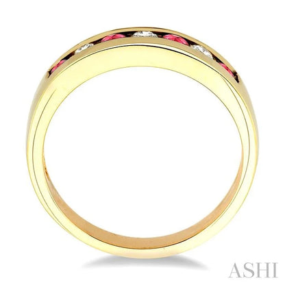 Channel Set Alternate Gemstone & Diamond Wedding Band