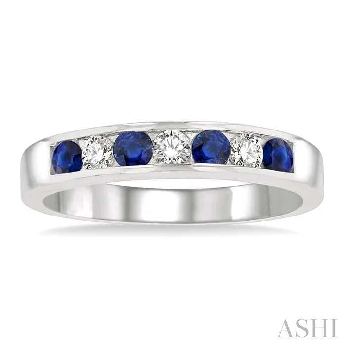 Channel Set Alternate Gemstone & Diamond Wedding Band