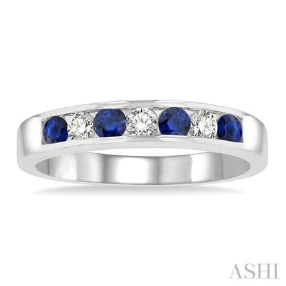 Channel Set Alternate Gemstone & Diamond Wedding Band
