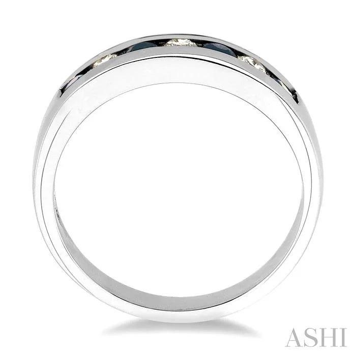 Channel Set Alternate Gemstone & Diamond Wedding Band