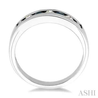 Channel Set Alternate Gemstone & Diamond Wedding Band