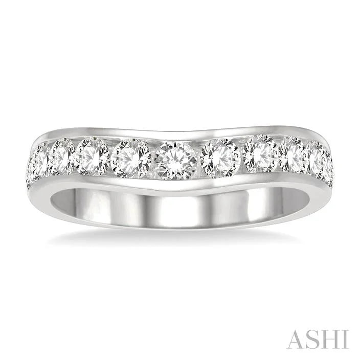 Channel Set Curved Diamond Wedding Band