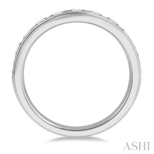 Channel Set Curved Diamond Wedding Band