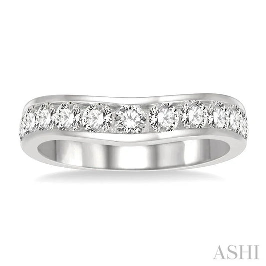 Channel Set Curved Diamond Wedding Band