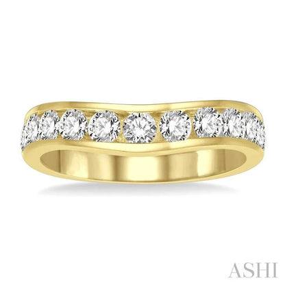 Channel Set Curved Diamond Wedding Band