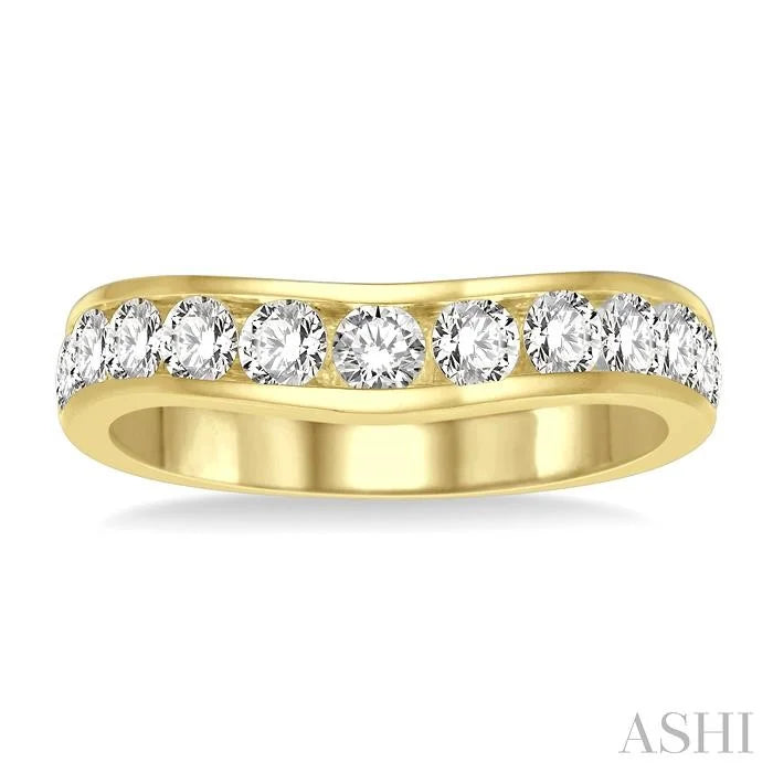 Channel Set Curved Diamond Wedding Band