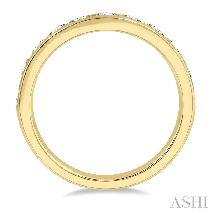 Channel Set Curved Diamond Wedding Band