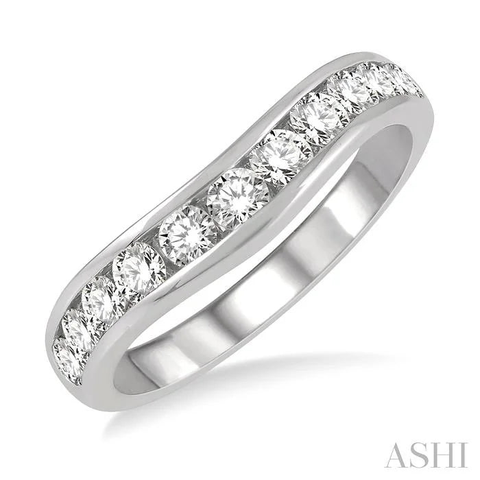 Channel Set Curved Diamond Wedding Band