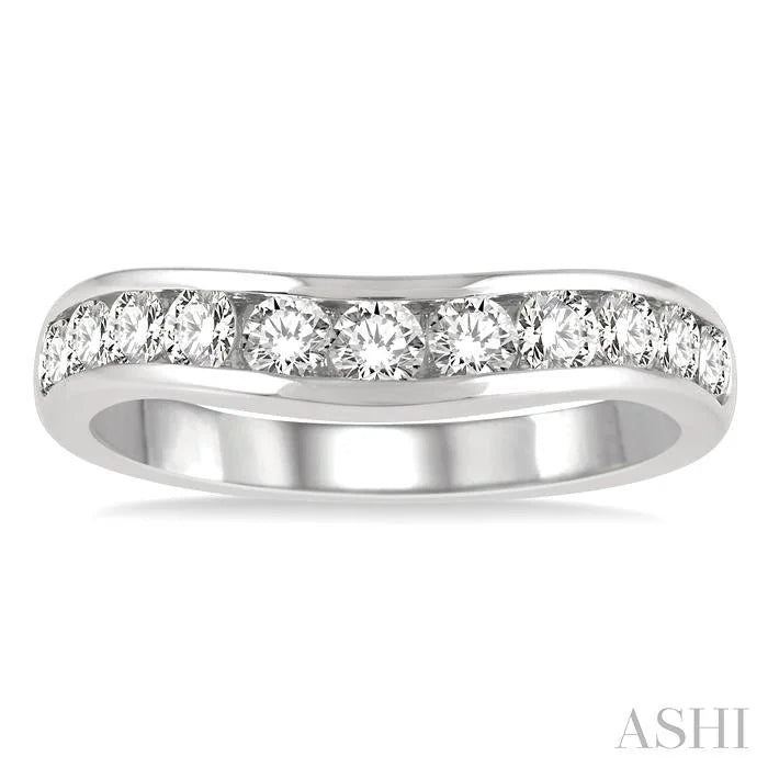 Channel Set Curved Diamond Wedding Band