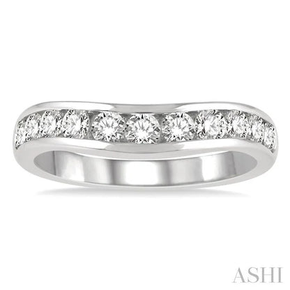 Channel Set Curved Diamond Wedding Band