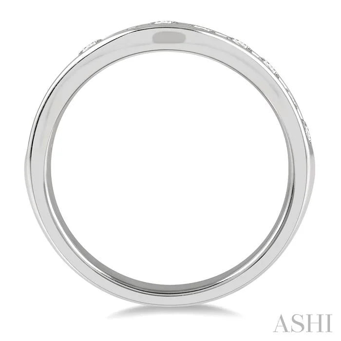 Channel Set Curved Diamond Wedding Band