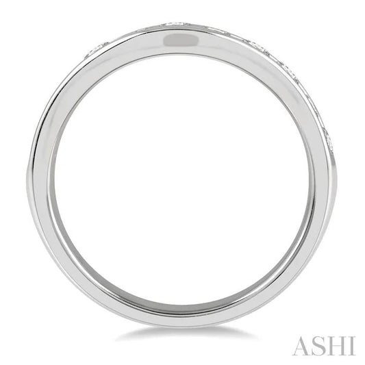 Channel Set Curved Diamond Wedding Band