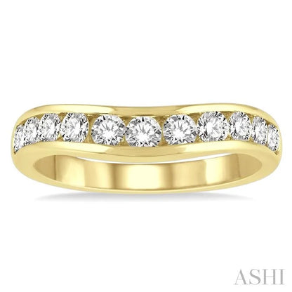 Channel Set Curved Diamond Wedding Band