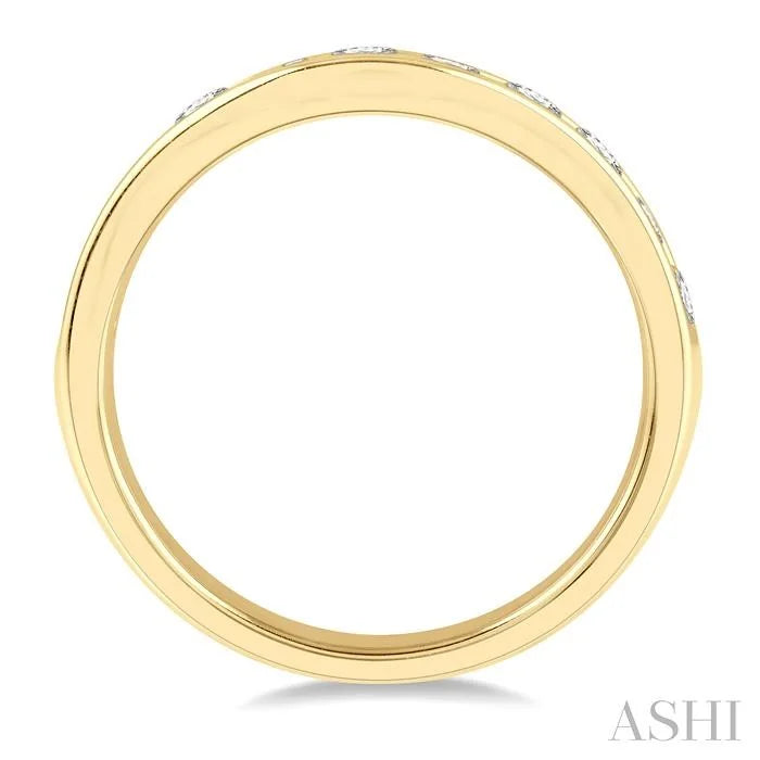 Channel Set Curved Diamond Wedding Band