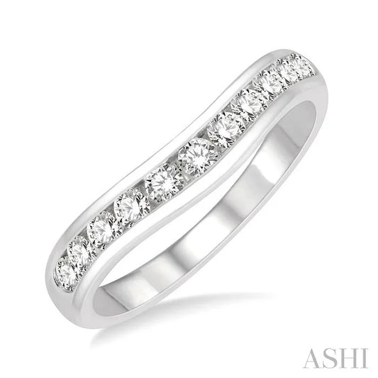 Channel Set Curved Diamond Wedding Band