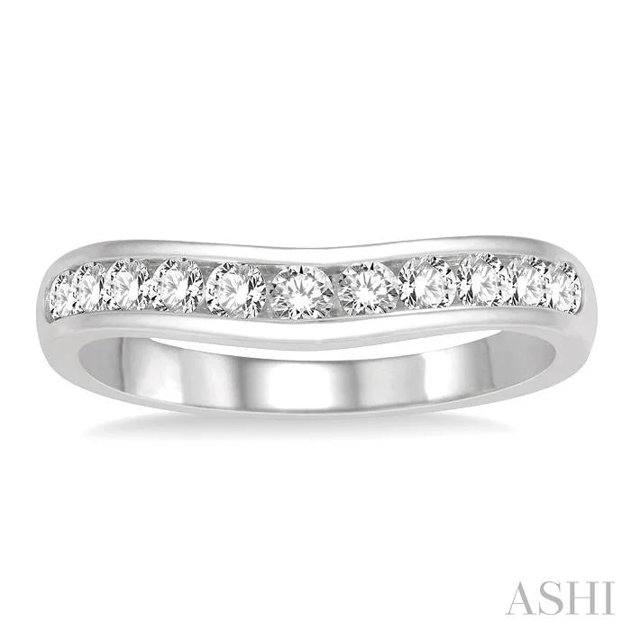Channel Set Curved Diamond Wedding Band