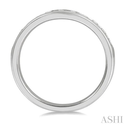 Channel Set Curved Diamond Wedding Band