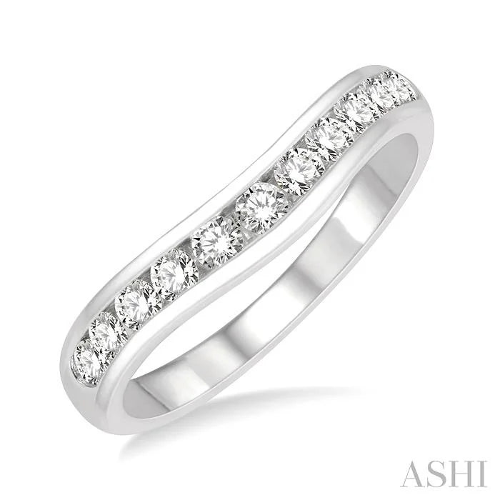 Channel Set Curved Diamond Wedding Band