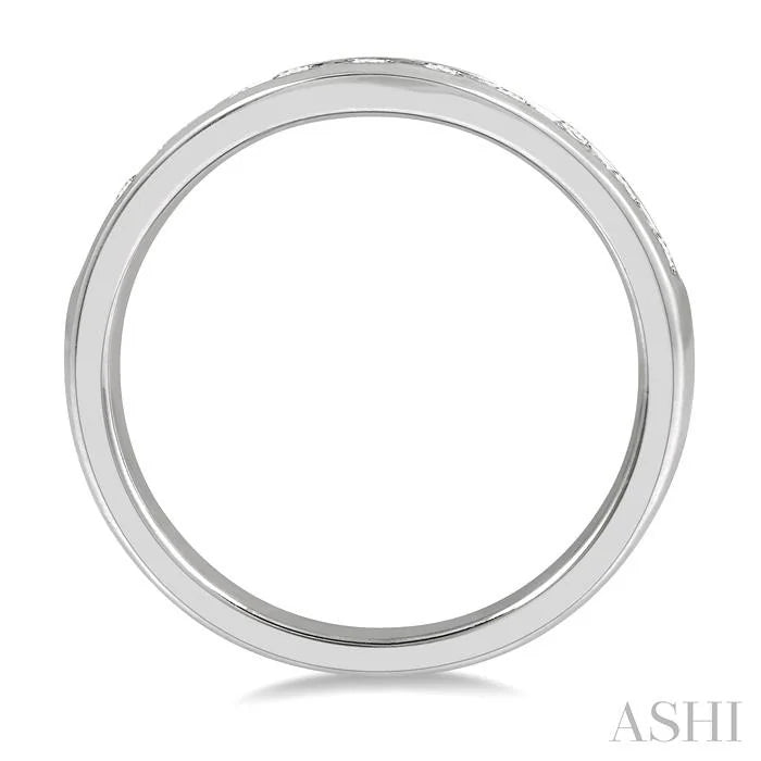 Channel Set Curved Diamond Wedding Band