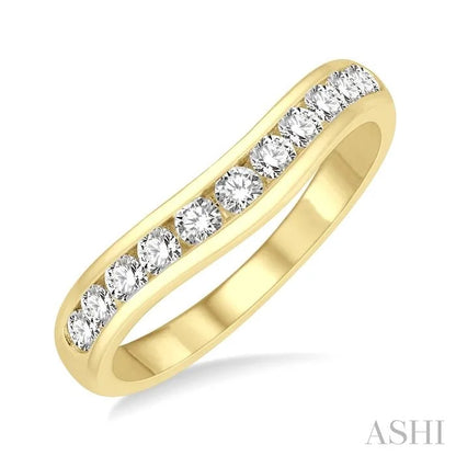 Channel Set Curved Diamond Wedding Band