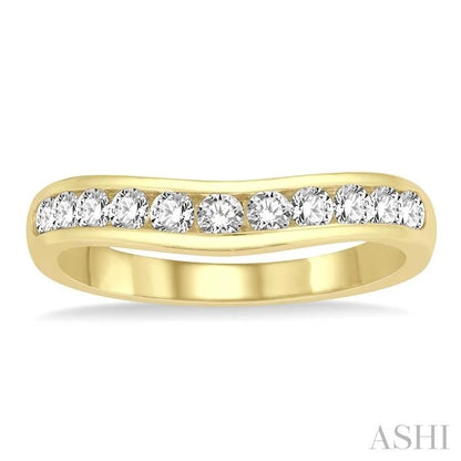 Channel Set Curved Diamond Wedding Band