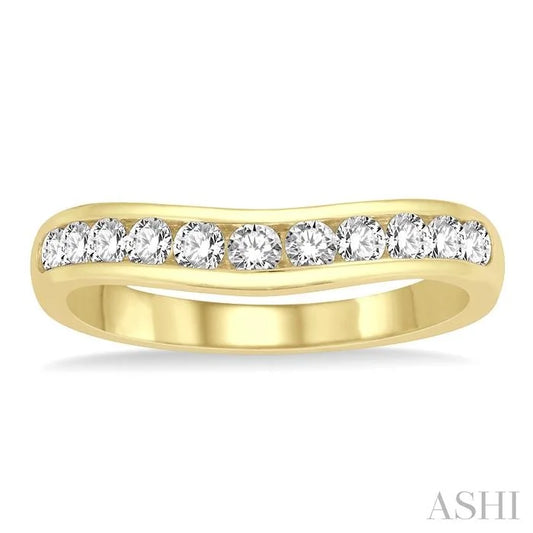 Channel Set Curved Diamond Wedding Band