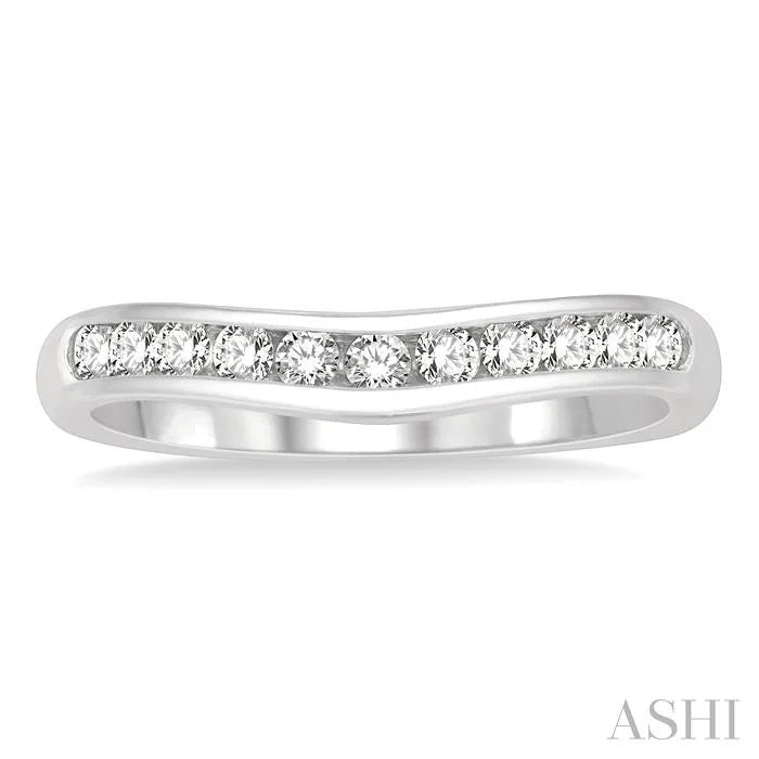 Channel Set Curved Diamond Wedding Band