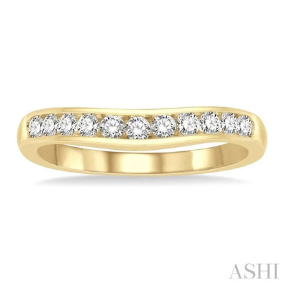 Channel Set Curved Diamond Wedding Band