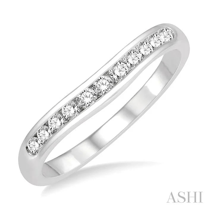 Channel Set Curved Diamond Wedding Band