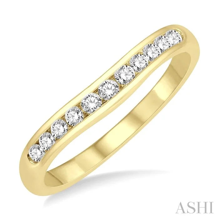 Channel Set Curved Diamond Wedding Band