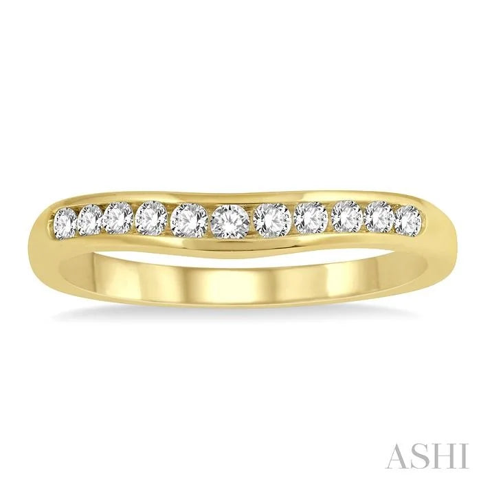 Channel Set Curved Diamond Wedding Band