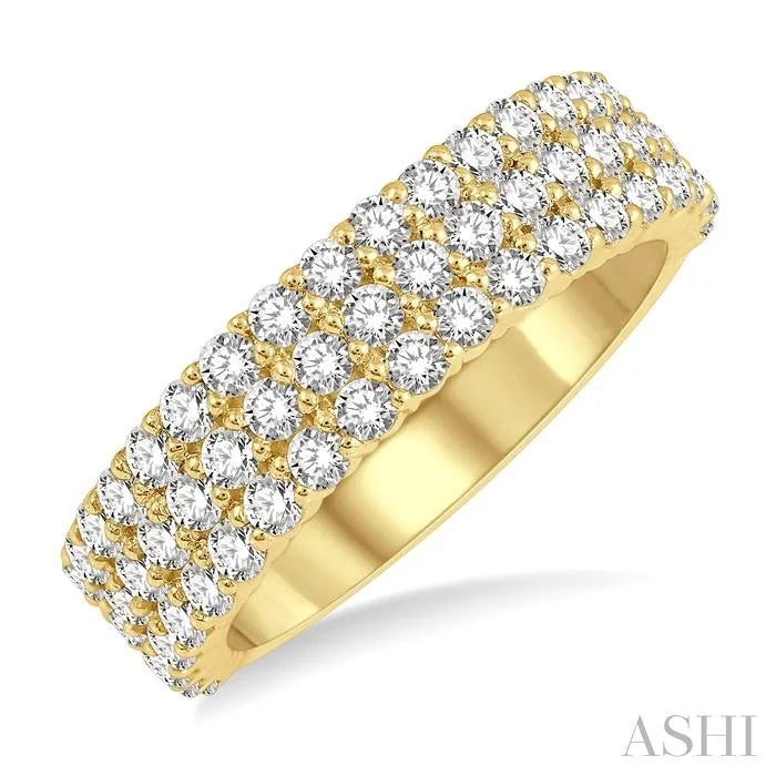 Three Row Diamond Wedding Band