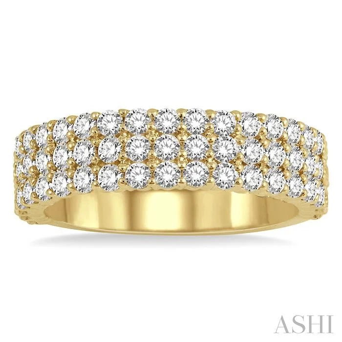 Three Row Diamond Wedding Band